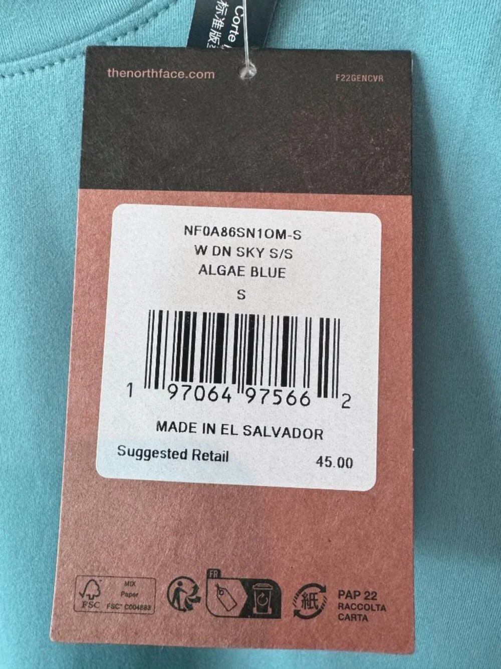 NWT!! The North Face Dune Sky Short Sleeve T-Shirt in Algae Blue - Women's S - Picture 3 of 6